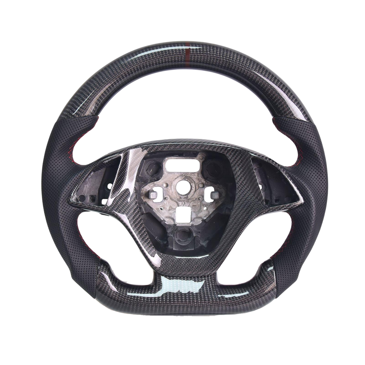 Chevrolet Corvette C7 Black Leather Red Stitching Brownness Centering Carbon Fiber Steering Wheel image 1