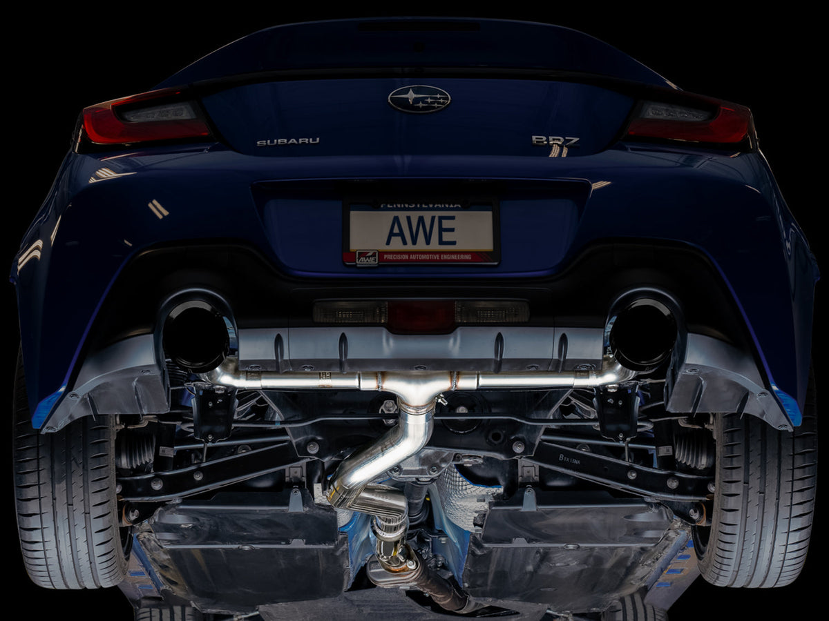 AWE Track Edition Exhaust for Subaru BRZ / Toyota GR86 / Toyota 86 / Scion FR-S - Diamond Black Tips image 4