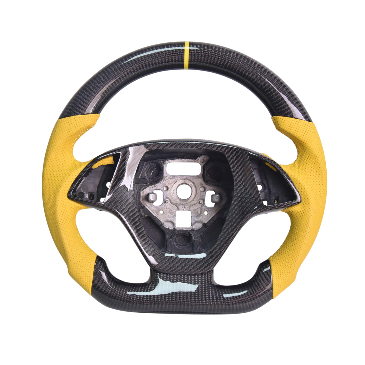 Chevrolet Corvette C7 Yellow Leather Yellow Stitching Carbon Fiber Steering Wheel image 1