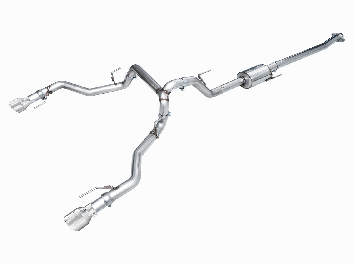 AWE 0FG Non-Resonated Catback for '21+ Ford F-150 Tremor (With Bumper Cutouts) - Chrome Silver Tips image 1