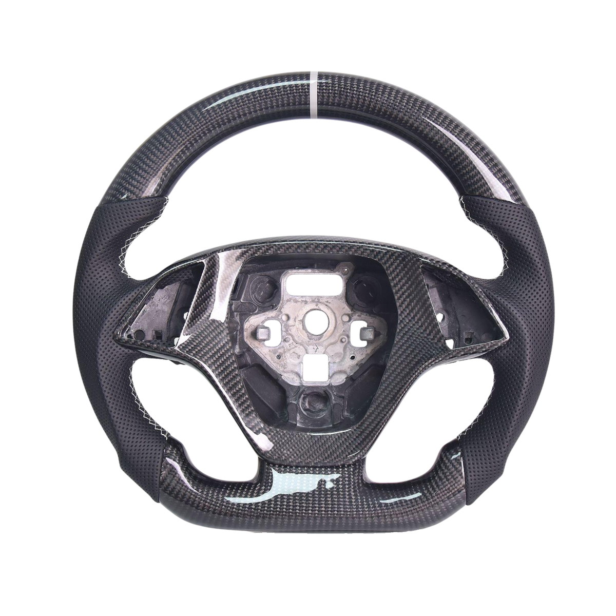 Chevrolet Corvette C7 Black Leather Gray Stitching Carbon Fiber Steering Wheel image 1