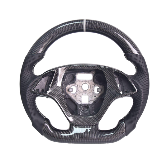 Chevrolet Corvette C7 Black Leather Gray Stitching Carbon Fiber Steering Wheel image 1