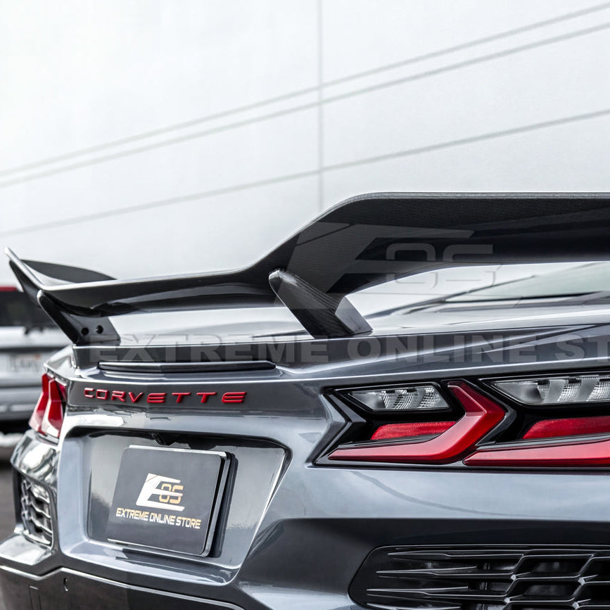 Corvette C8 Z06 W/ Z07 Package Factory Dry Carbon Fiber Rear High Wing Spoiler image 17
