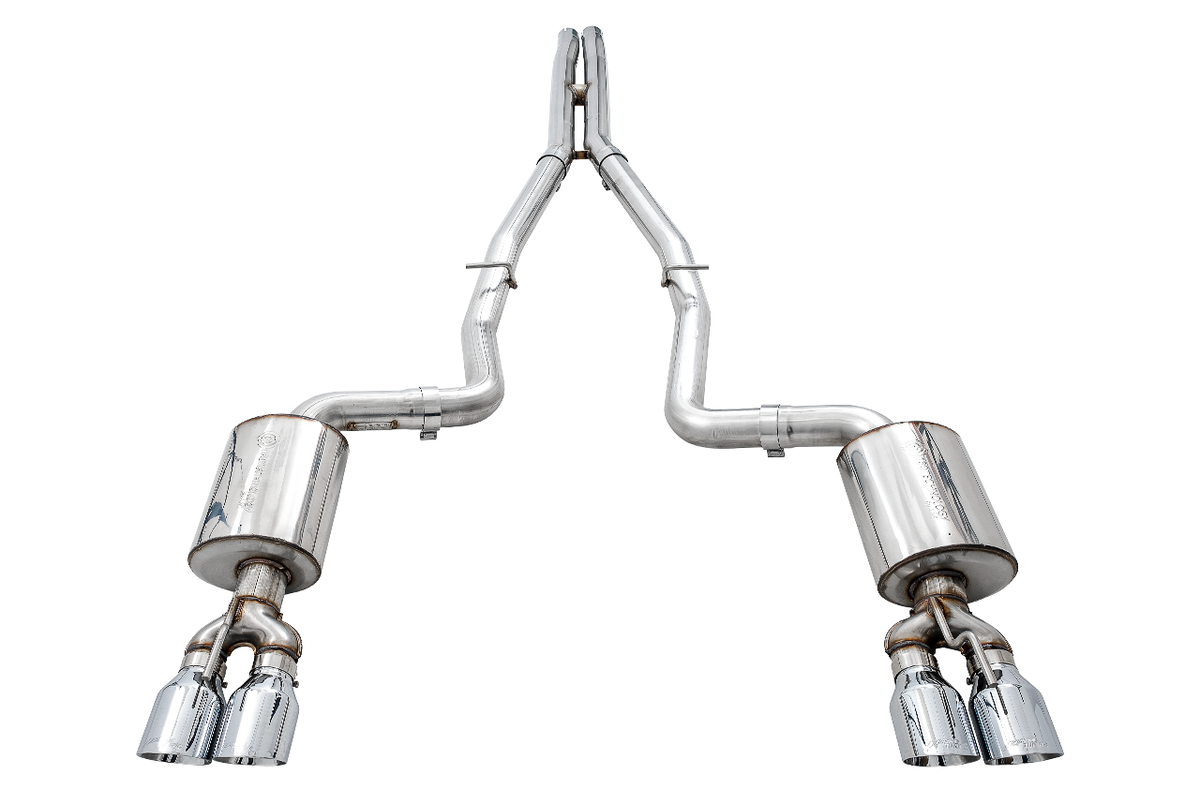 AWE Touring Edition Exhaust for 15+ Challenger 6.4 / 6.2 SC - Chrome Silver Quad Tips image 5
