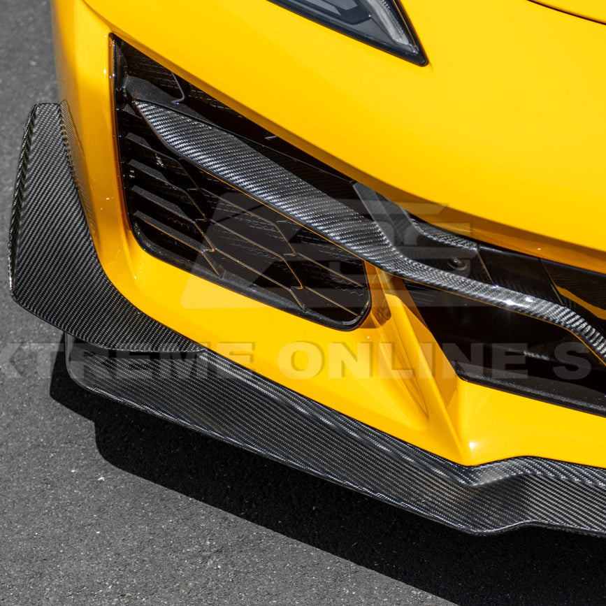 2023-Up Corvette C8 Z06 Z07 DRY CARBON FIBER Extended Package Front Lip & Canards image 11