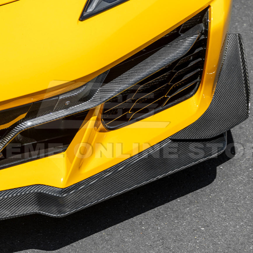 2023-Up Corvette C8 Z06 Z07 DRY CARBON FIBER Extended Package Front Lip & Canards image 14