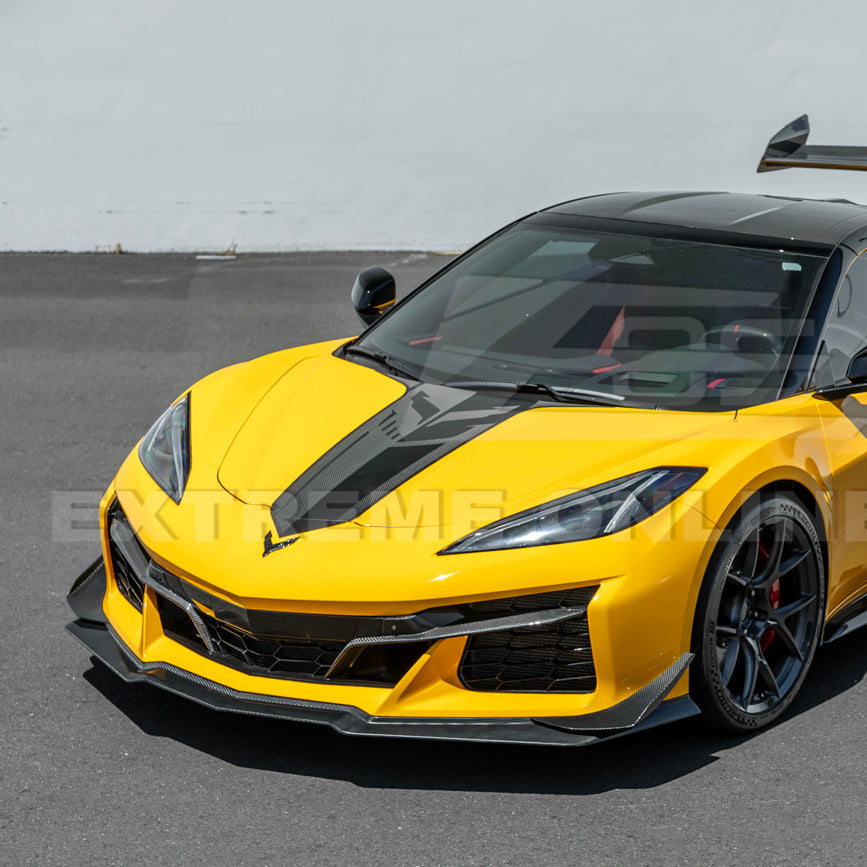2023-Up Corvette C8 Z06 Z07 DRY CARBON FIBER Extended Package Front Lip & Canards image 5