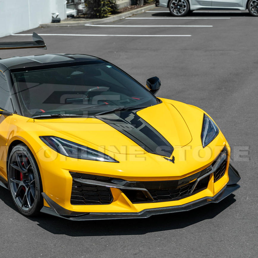 2023-Up Corvette C8 Z06 Z07 DRY CARBON FIBER Extended Package Front Lip & Canards image 9