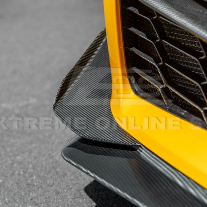 2023-Up Corvette C8 Z06 Z07 DRY CARBON FIBER Extended Package Front Lip & Canards image 15