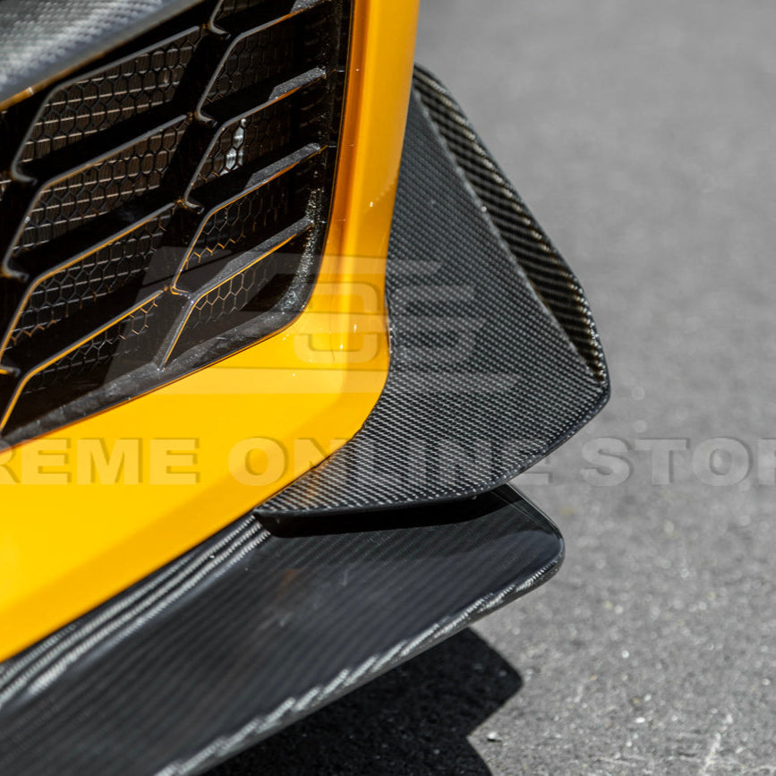 2023-Up Corvette C8 Z06 Z07 DRY CARBON FIBER Extended Package Front Lip & Canards image 16