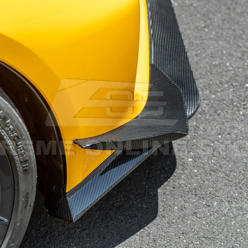 2023-Up Corvette C8 Z06 Z07 DRY CARBON FIBER Extended Package Front Lip & Canards image 18