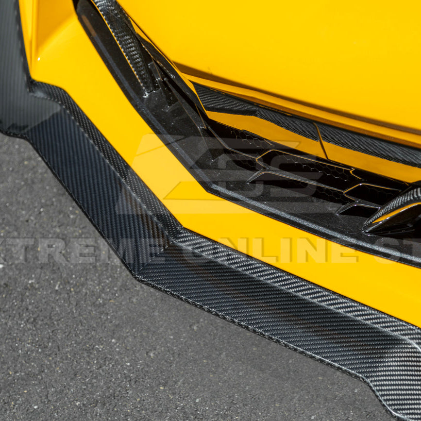 2023-Up Corvette C8 Z06 Z07 DRY CARBON FIBER Extended Package Front Lip & Canards image 13