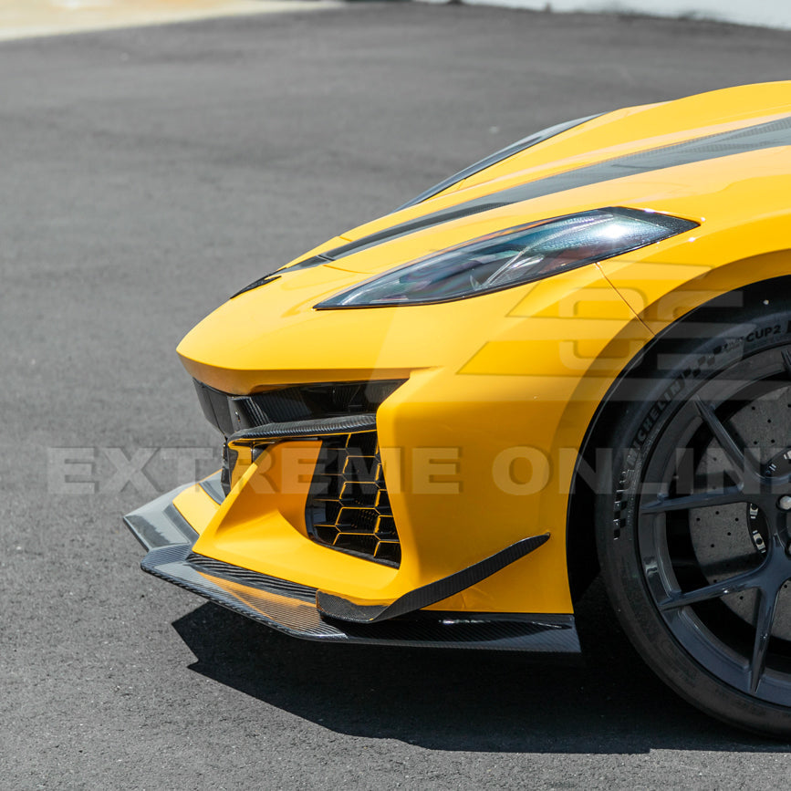 2023-Up Corvette C8 Z06 Z07 DRY CARBON FIBER Extended Package Front Lip & Canards image 10