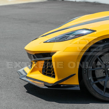 2023-Up Corvette C8 Z06 Z07 DRY CARBON FIBER Extended Package Front Lip & Canards image 10