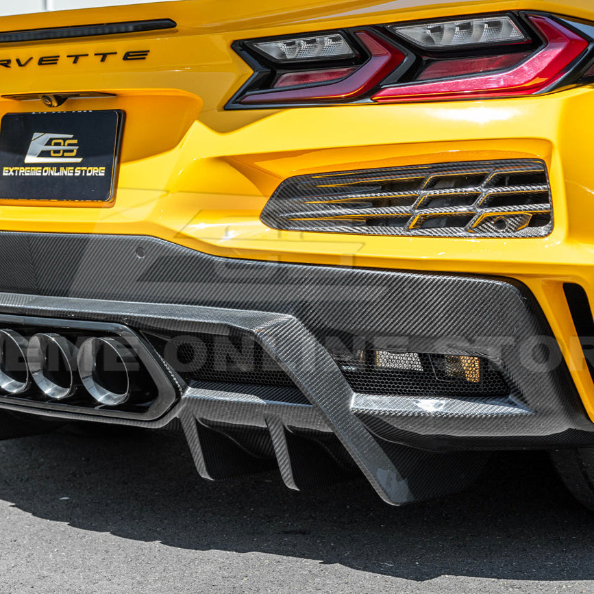 2023-Up Corvette C8 Z06 dry CARBON FIBER Rear Bumper Finned Diffuser image 16