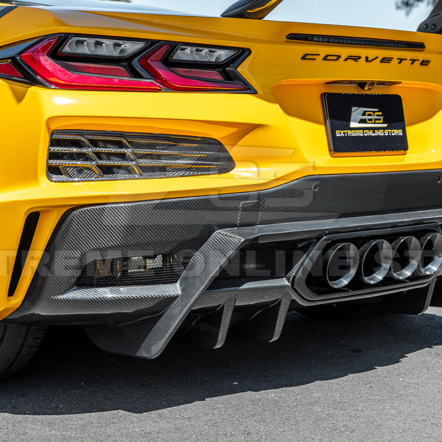 2023-Up Corvette C8 Z06 dry CARBON FIBER Rear Bumper Finned Diffuser image 15
