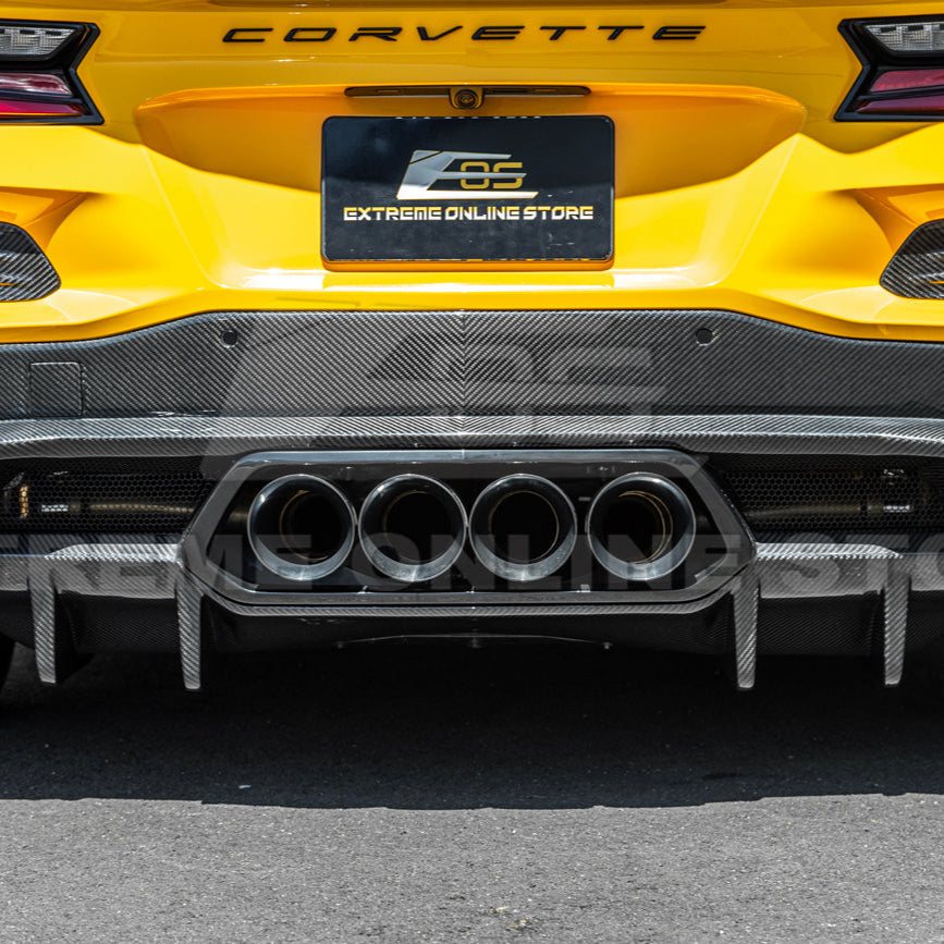 2023-Up Corvette C8 Z06 dry CARBON FIBER Rear Bumper Finned Diffuser image 13