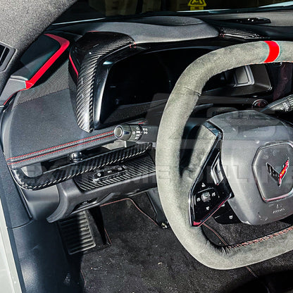 Corvette C8 DRY CARBON FIBER HUD Headlight Switch Button Panel Cover image 4