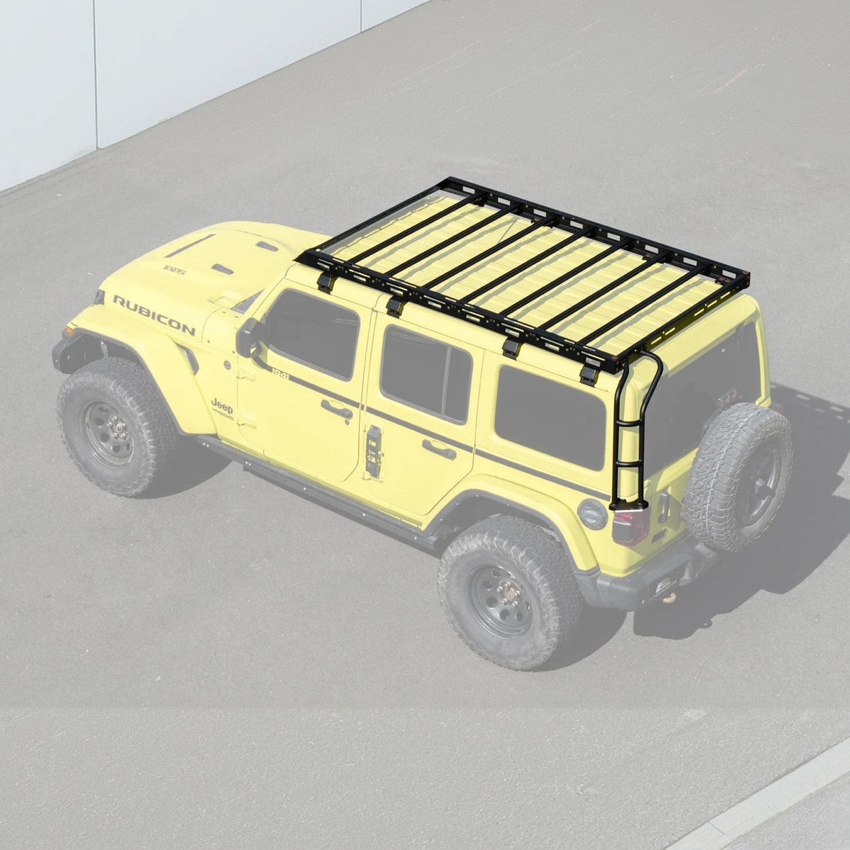 2018-Up Jeep Wrangler | Carbon Steel Black Full-Length Roof Cargo Rack Ladder image 2
