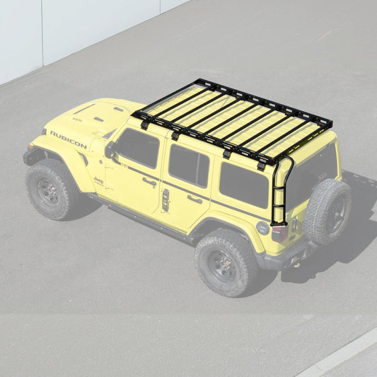 2018-Up Jeep Wrangler | Carbon Steel Black Full-Length Roof Cargo Rack Ladder image 2