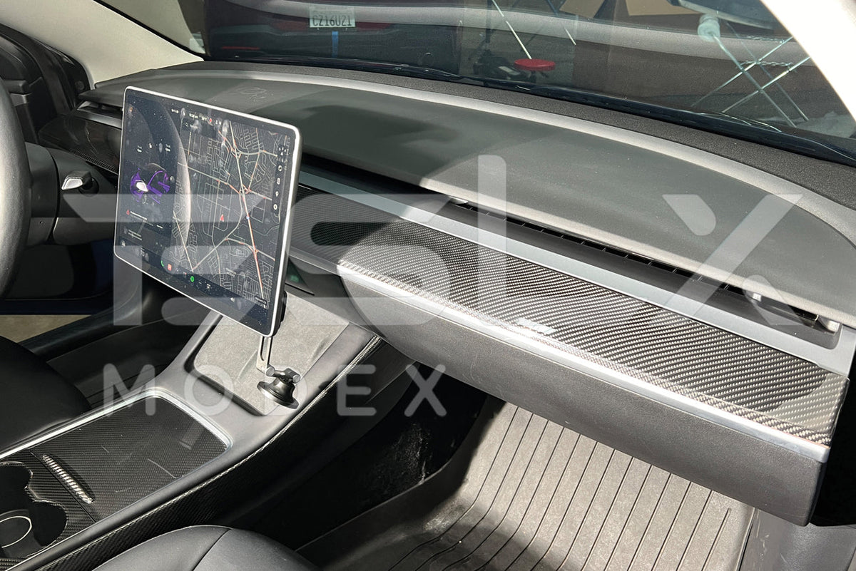 2017-Up Tesla Model 3 20-24 Y Carbon Fiber Interior Instrument Trim image 5