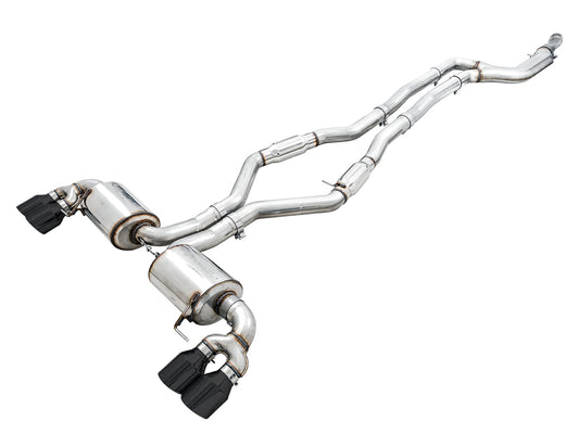 AWE Resonated Touring Edition Exhaust for G2X M340i / M440i - Diamond Black Tips image 1