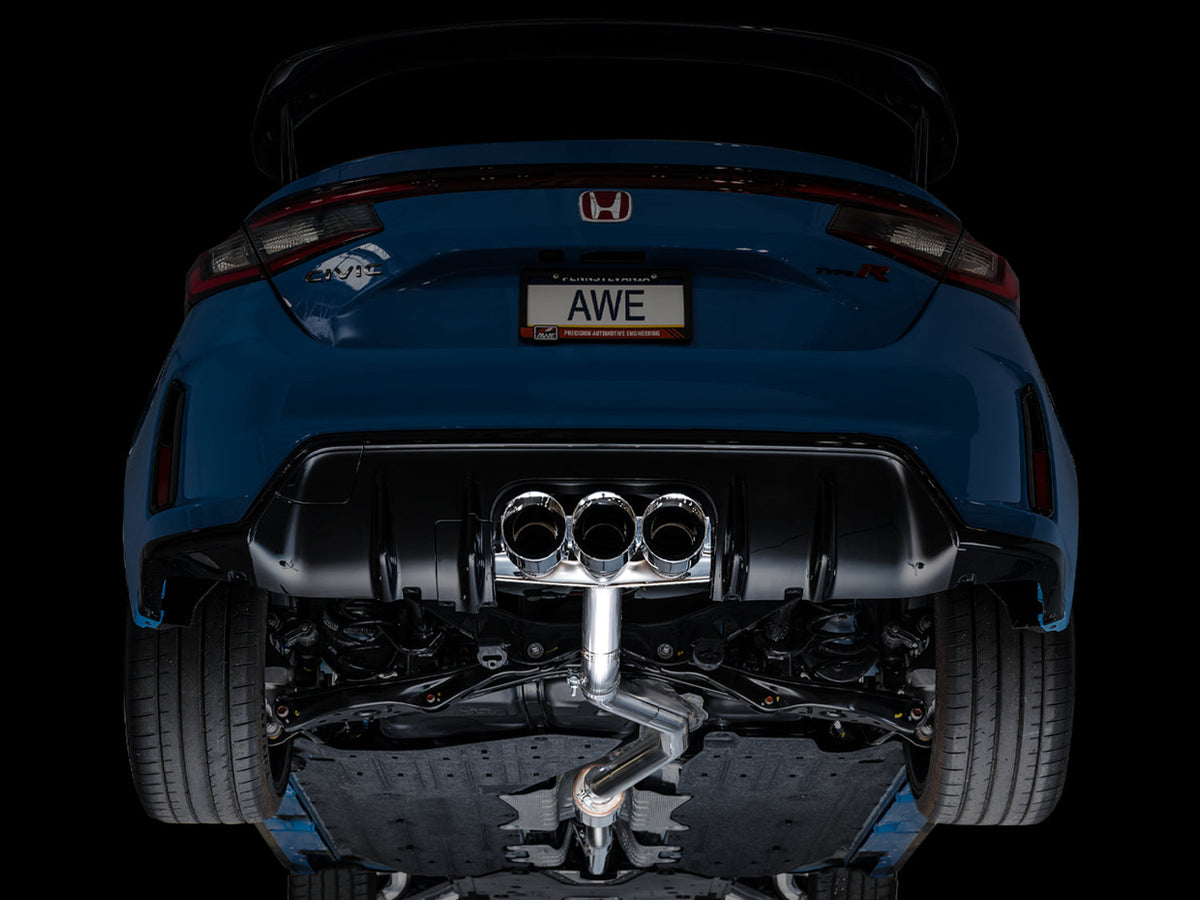 AWE Track Edition Exhaust for FL5 Civic Type R - Triple Chrome Silver Tips image 2