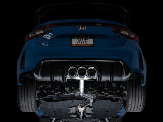 AWE Track Edition Exhaust for FL5 Civic Type R - Triple Chrome Silver Tips image 2