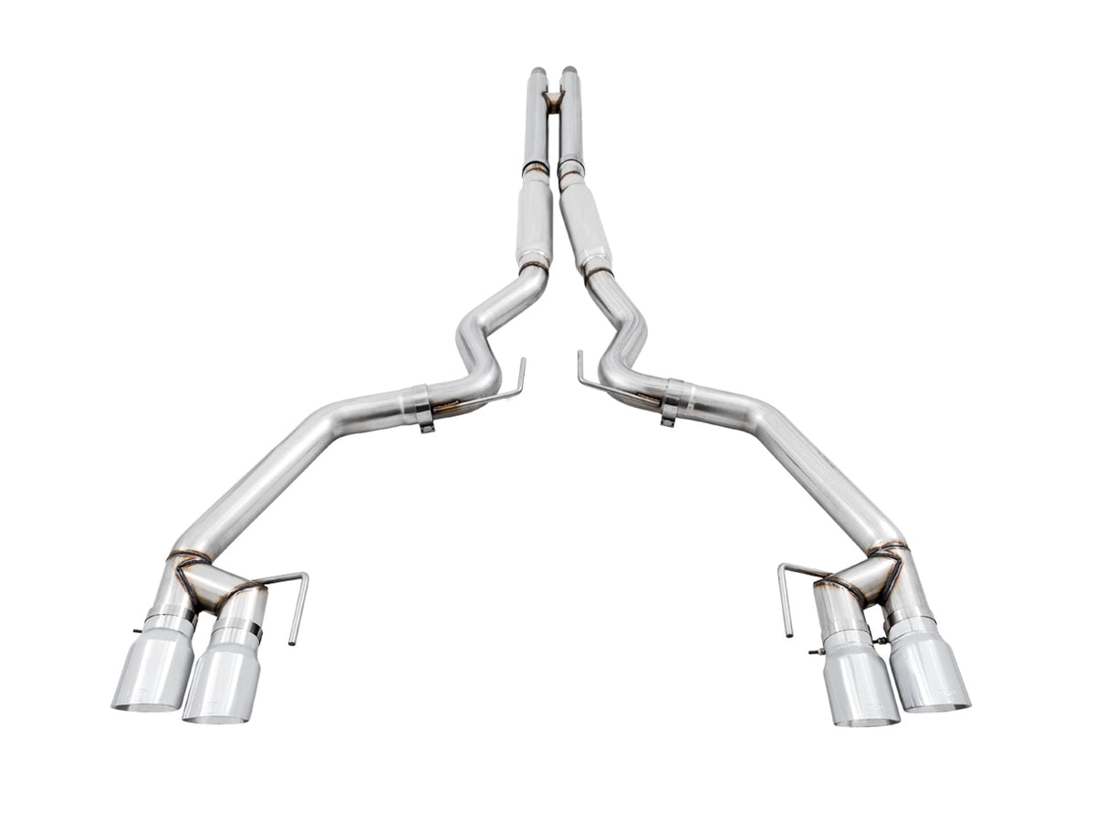 AWE Track Edition Cat-back Exhaust for the '18-'23 S550 Mustang GT - Quad Chrome Silver Tips image 3