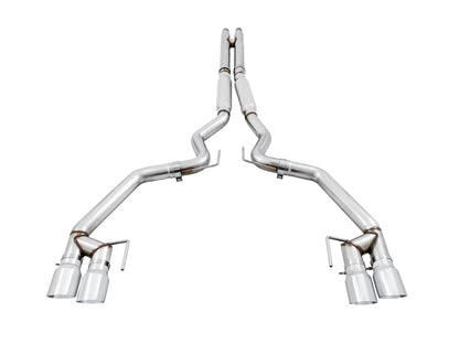 AWE Track Edition Cat-back Exhaust for the '18-'23 S550 Mustang GT - Quad Chrome Silver Tips image 3