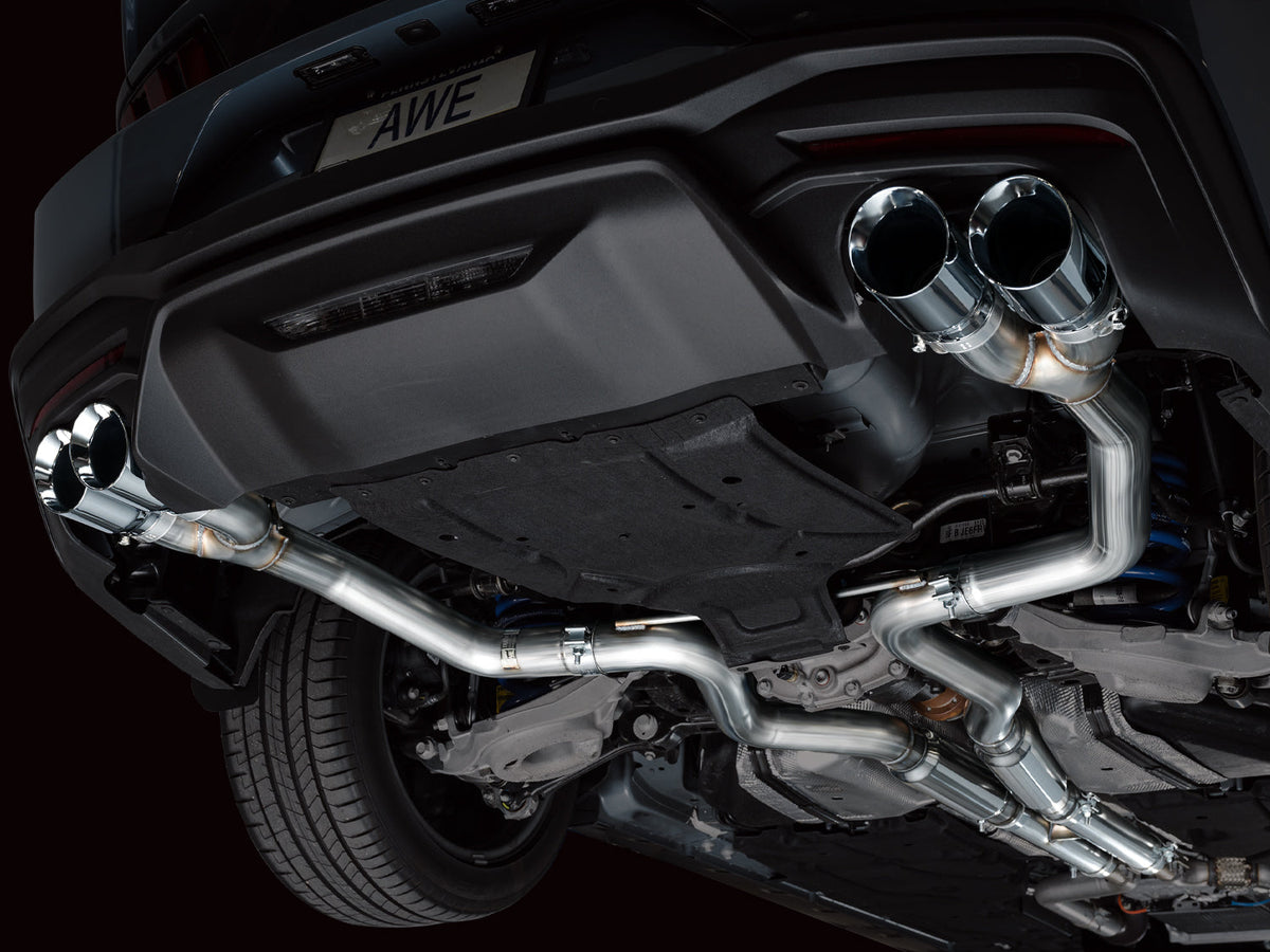 AWE Track Edition Exhaust for S650 Ford Mustang GT Fastback - Quad Chrome Silver Tips image 10