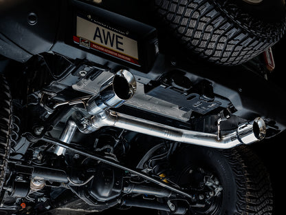 AWE 0FG Catback Exhaust for Ford Bronco with BashGuard™ - Dual 4.5 Chrome Silver Tips image 5