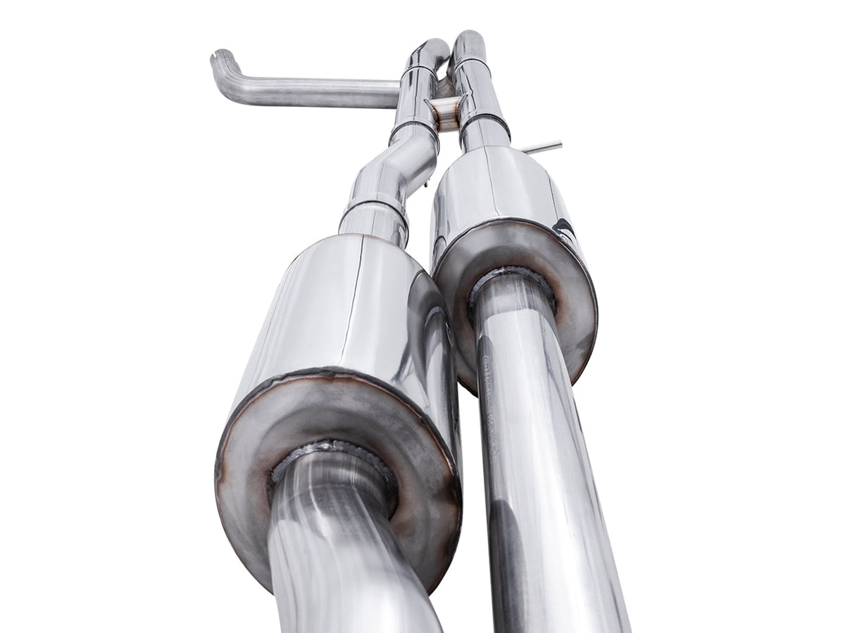 AWE 0FG Catback Split Rear Exit Exhaust for 4th Gen Silverado/Sierra 1500 6.2L (with bumper cutouts) - Quad Chrome Silver Tips image 9