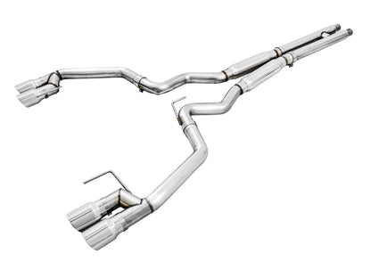 AWE Track Edition Cat-back Exhaust for the '18-'23 S550 Mustang GT - Quad Chrome Silver Tips image 1
