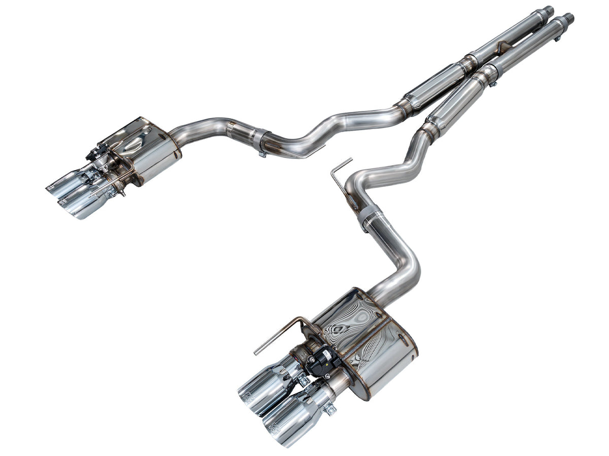 AWE SwitchPath™ Cat-back Exhaust for '18-'23 S550 Mustang GT - Quad Chrome Silver Tips image 1