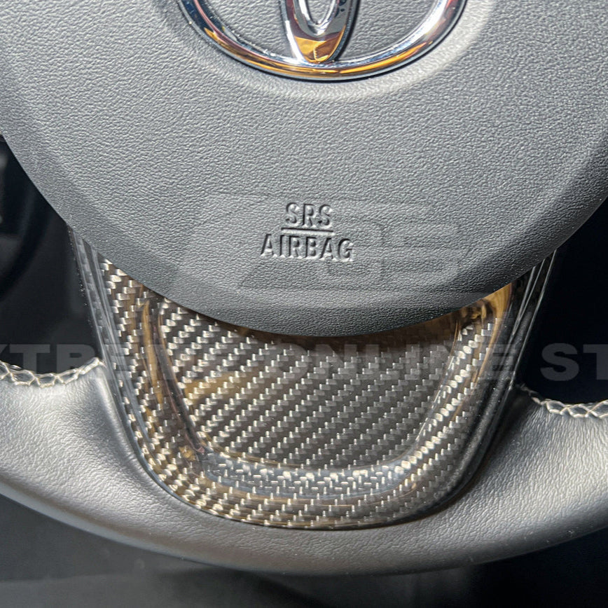 2020-Up Toyota Supra Carbon Fiber Steering Wheel Trim Cover image 7
