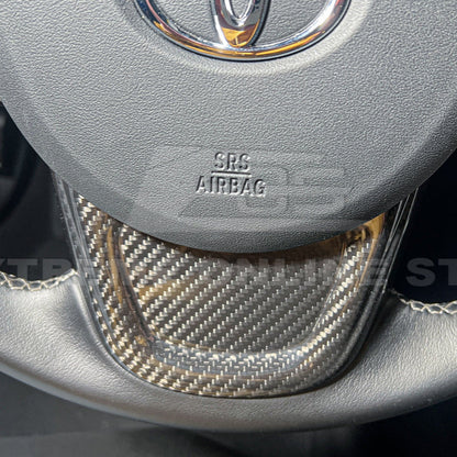 2020-Up Toyota Supra Carbon Fiber Steering Wheel Trim Cover image 7