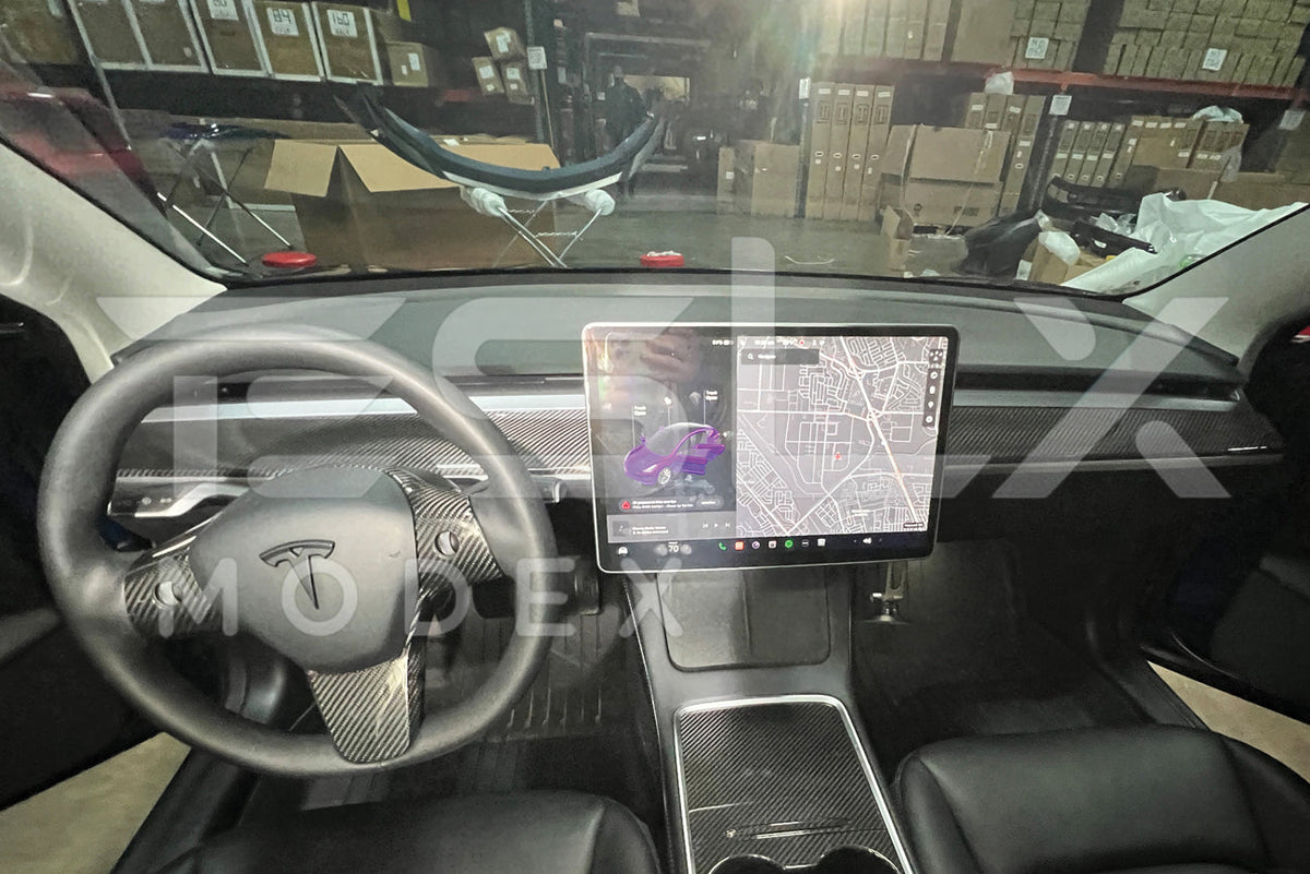 2017-Up Tesla Model 3 20-24 Y Carbon Fiber Interior Instrument Trim image 6