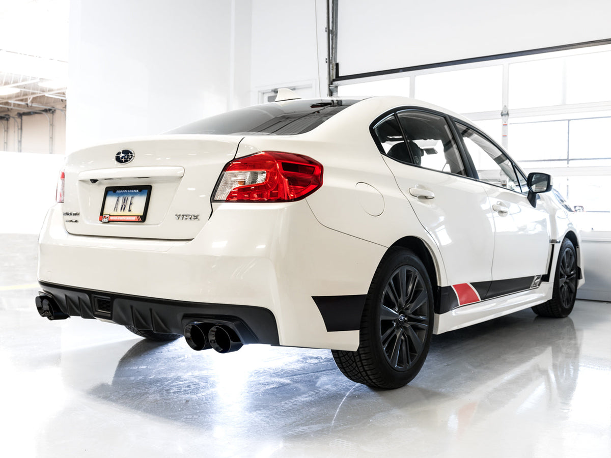 AWE Track Edition Exhaust for VA / GV WRX / STI Sedan - Diamond Black Quad Tips (102mm) image 2