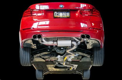 AWE Touring Edition Axle-back Exhaust, Quad Outlet for BMW F3X N20/N26 328i/428i - Chrome Silver Tips (80mm) image 2