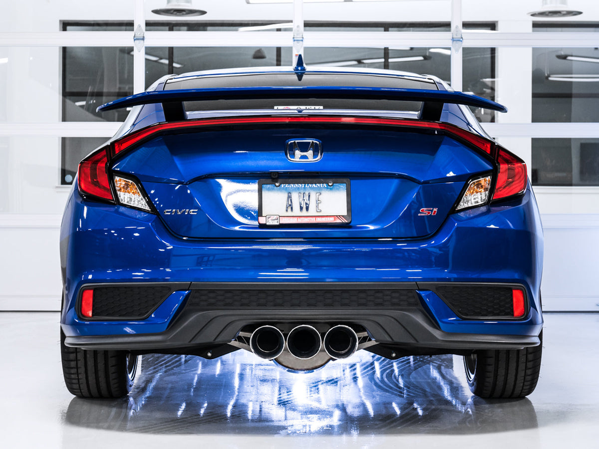 AWE Touring Edition Exhaust for 10th Gen Civic Si Coupe / Sedan (includes Front Pipe) - Triple Chrome Silver Tips image 2