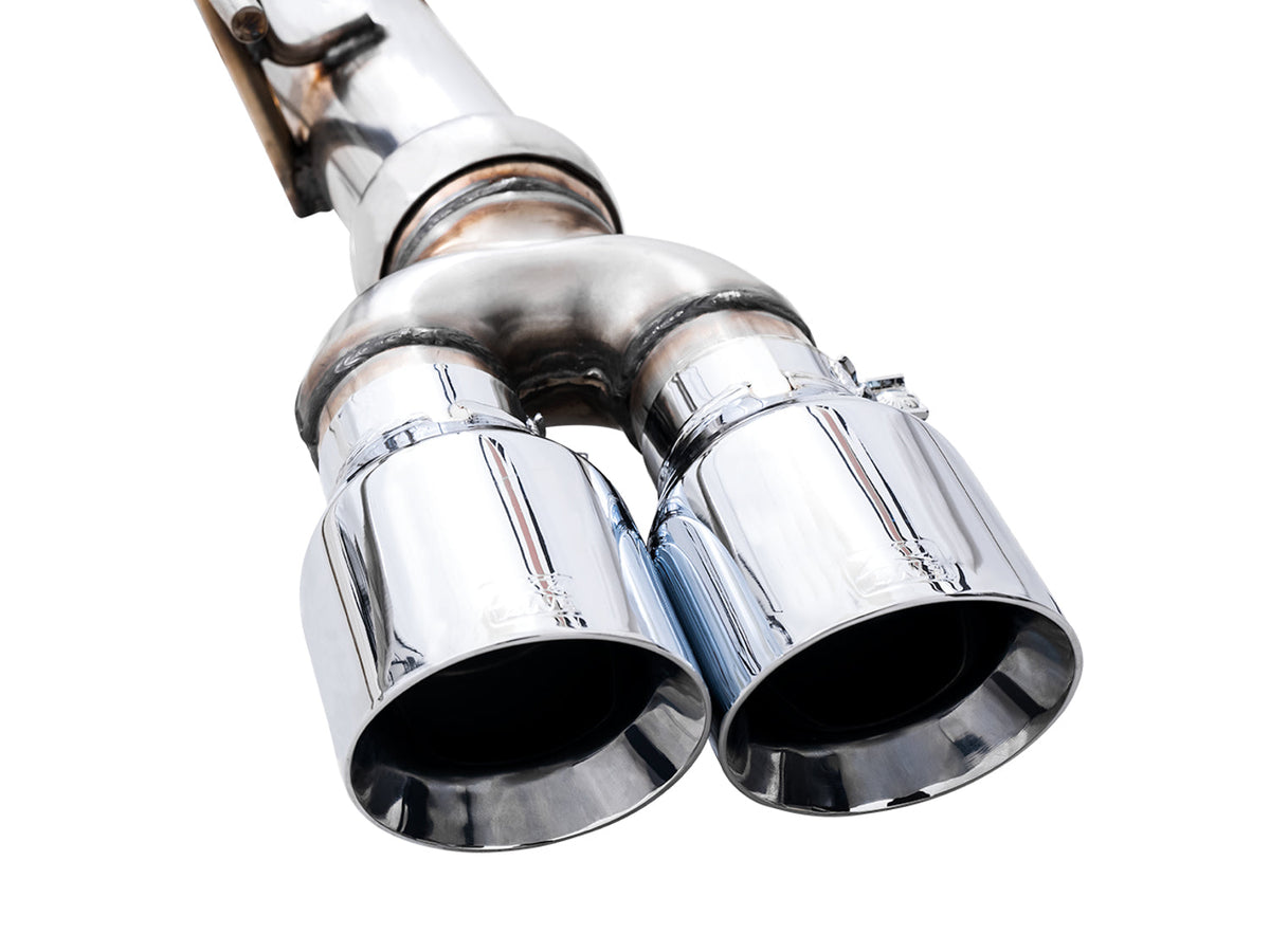 AWE 0FG Catback Split Rear Exit Exhaust for 4th Gen Silverado/Sierra 1500 6.2L (with bumper cutouts) - Quad Chrome Silver Tips image 11