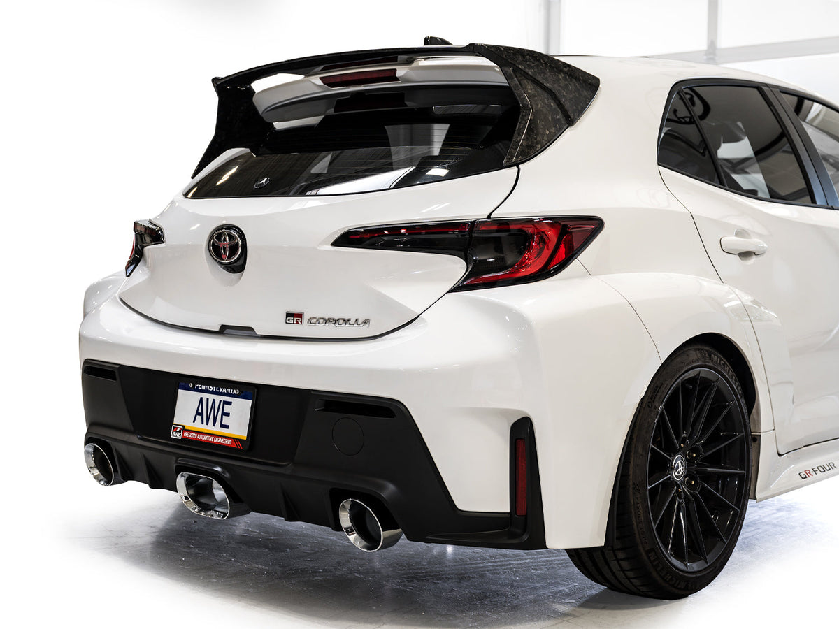 AWE Touring Edition Exhaust for GR Corolla - Chrome Silver Tips image 4