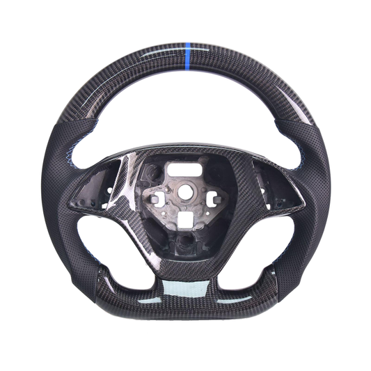 Chevrolet Corvette C7 Black Leather Blue Stitching Carbon Fiber Steering Wheel image 1