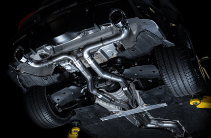 AWE Resonated Track Edition Exhaust for A90 Supra - 5" Chrome Silver Tips image 3