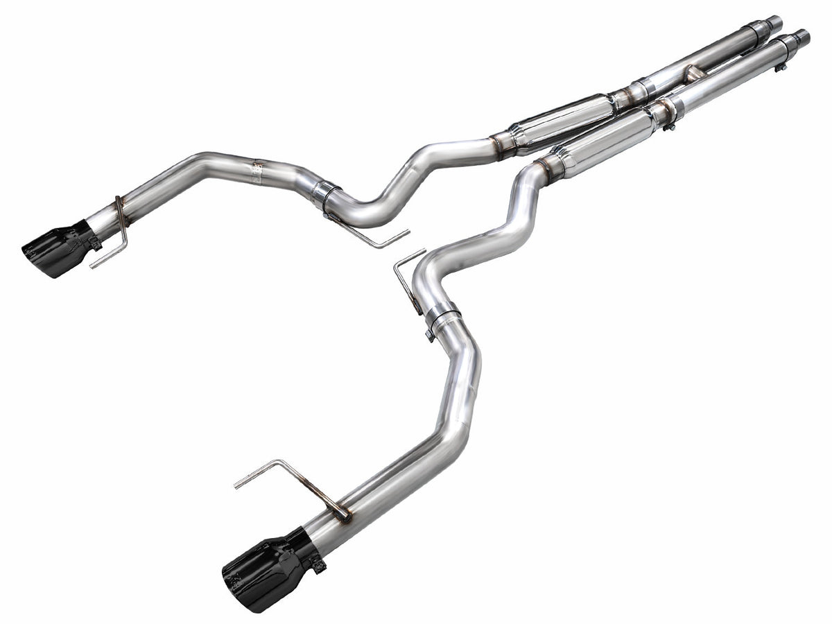 AWE Track Edition Exhaust for S650 Ford Mustang GT Fastback - Dual Diamond Black Tips image 1