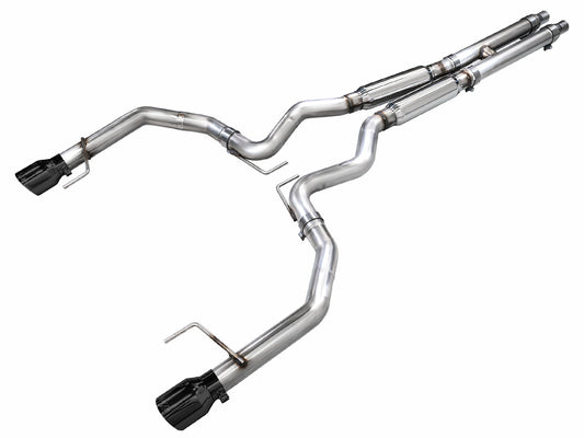 AWE Track Edition Exhaust for S650 Ford Mustang GT Fastback - Dual Diamond Black Tips image 1