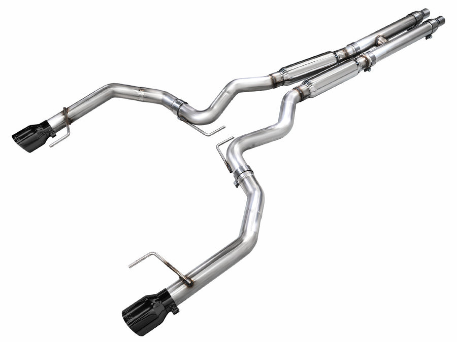 AWE Track Edition Exhaust for S650 Ford Mustang GT Fastback - Dual Diamond Black Tips image 1