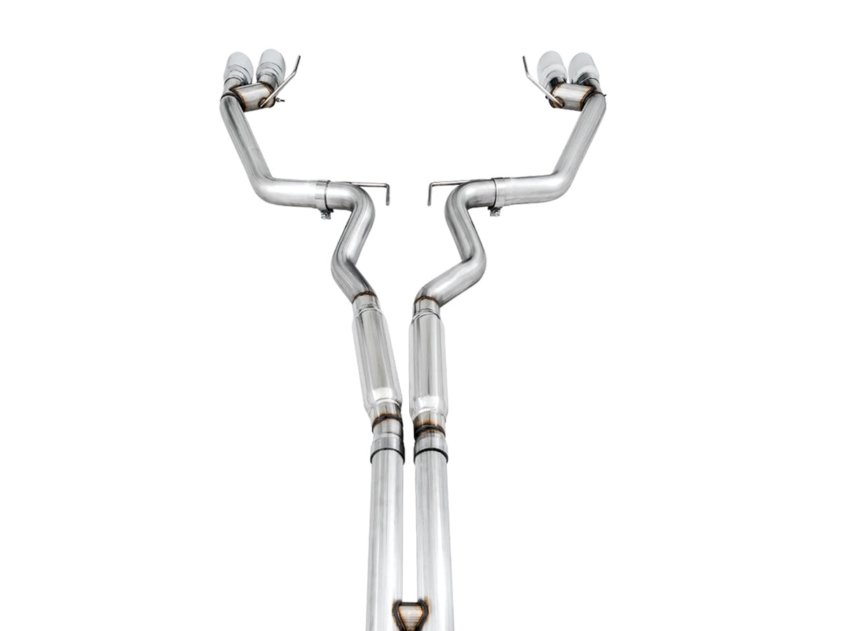 AWE Track Edition Cat-back Exhaust for the '18-'23 S550 Mustang GT - Quad Chrome Silver Tips image 4