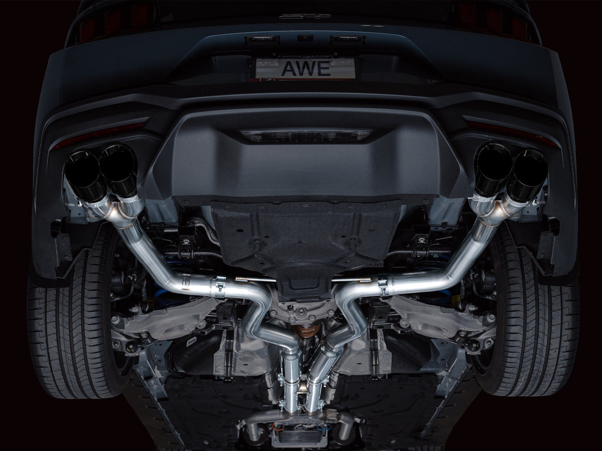 AWE Track Edition Exhaust for S650 Ford Mustang GT Fastback - Quad Diamond Black Tips image 9